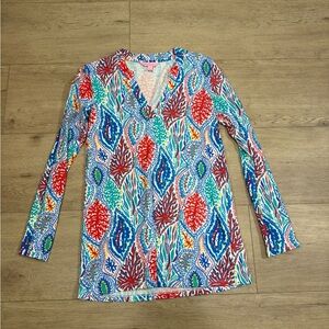 Lilly Pulitzer Odette Tunic Top Let Minnow XS